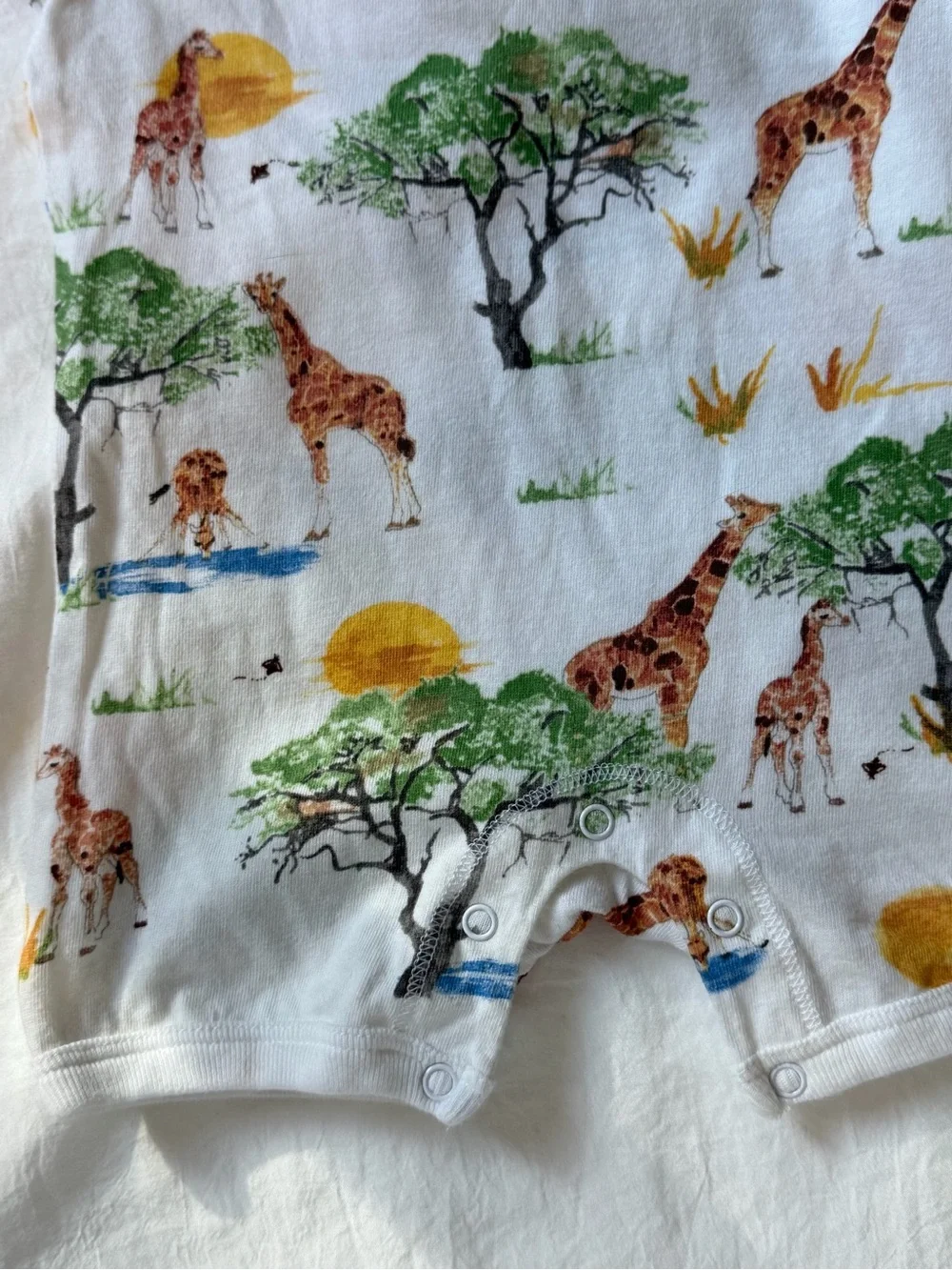 Burt’s Bees Baby 0-3M Giraffe Safari Print Short Sleeve Romper Organic Cotton